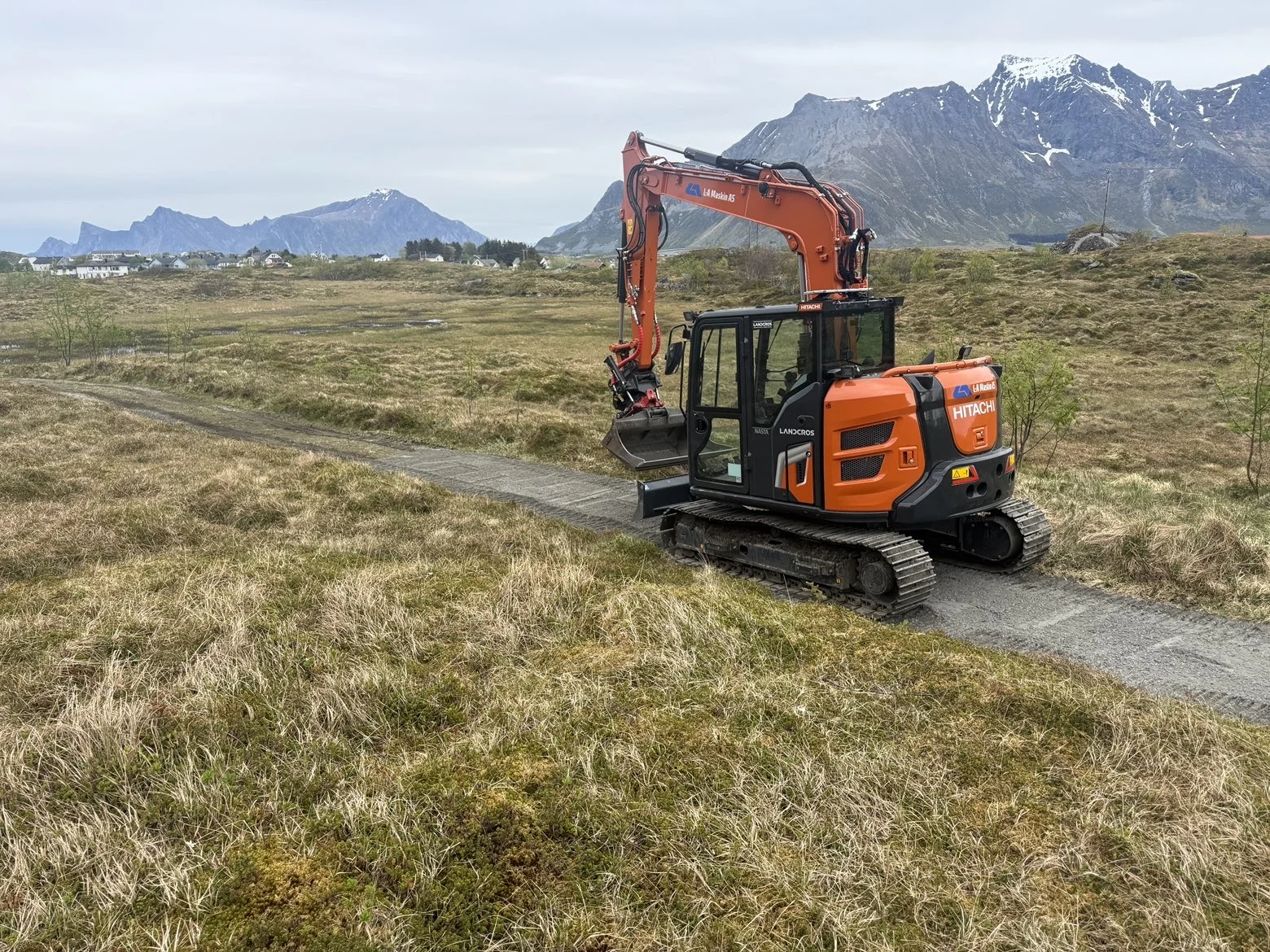 Construction machinery in Lofoten, Norway